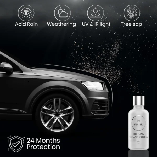 Magic Shield nano ceramic coating creating a glossy protected car finish