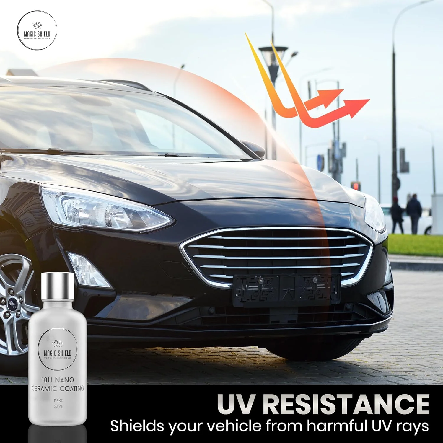 Nano ceramic coating producing deep gloss and water beading