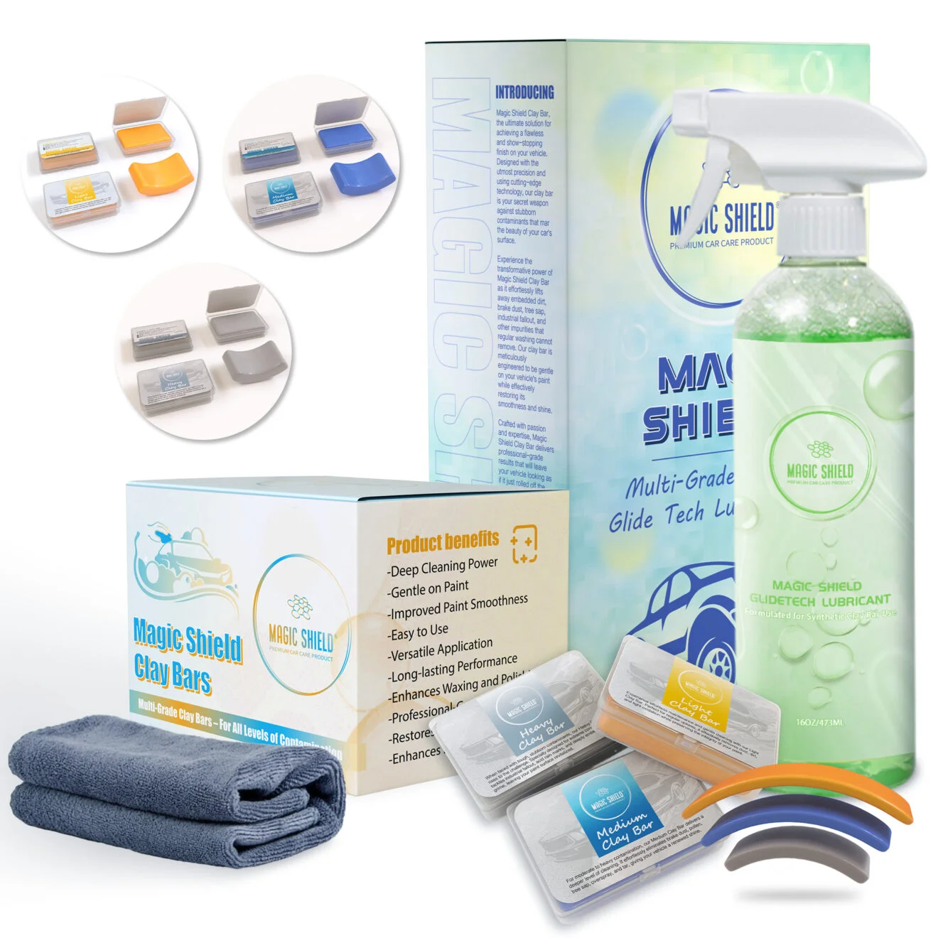 Magic Shield car clay bar kit for paint decontamination