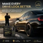 Glossy black car protected with Graphene Ceramic Coating on a scenic drive