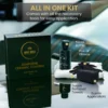 Complete coating kit contents with bottle applicator towel and gloves